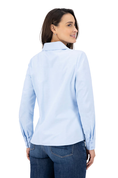 Blusa Color Azul Boton Rasgado