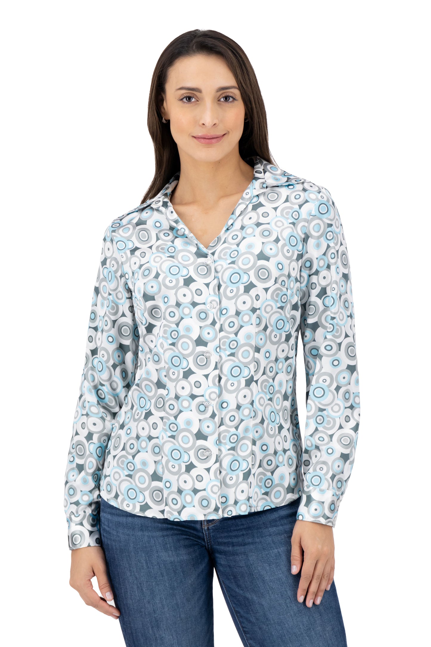 Blusa Color Estampado Circulo Azul