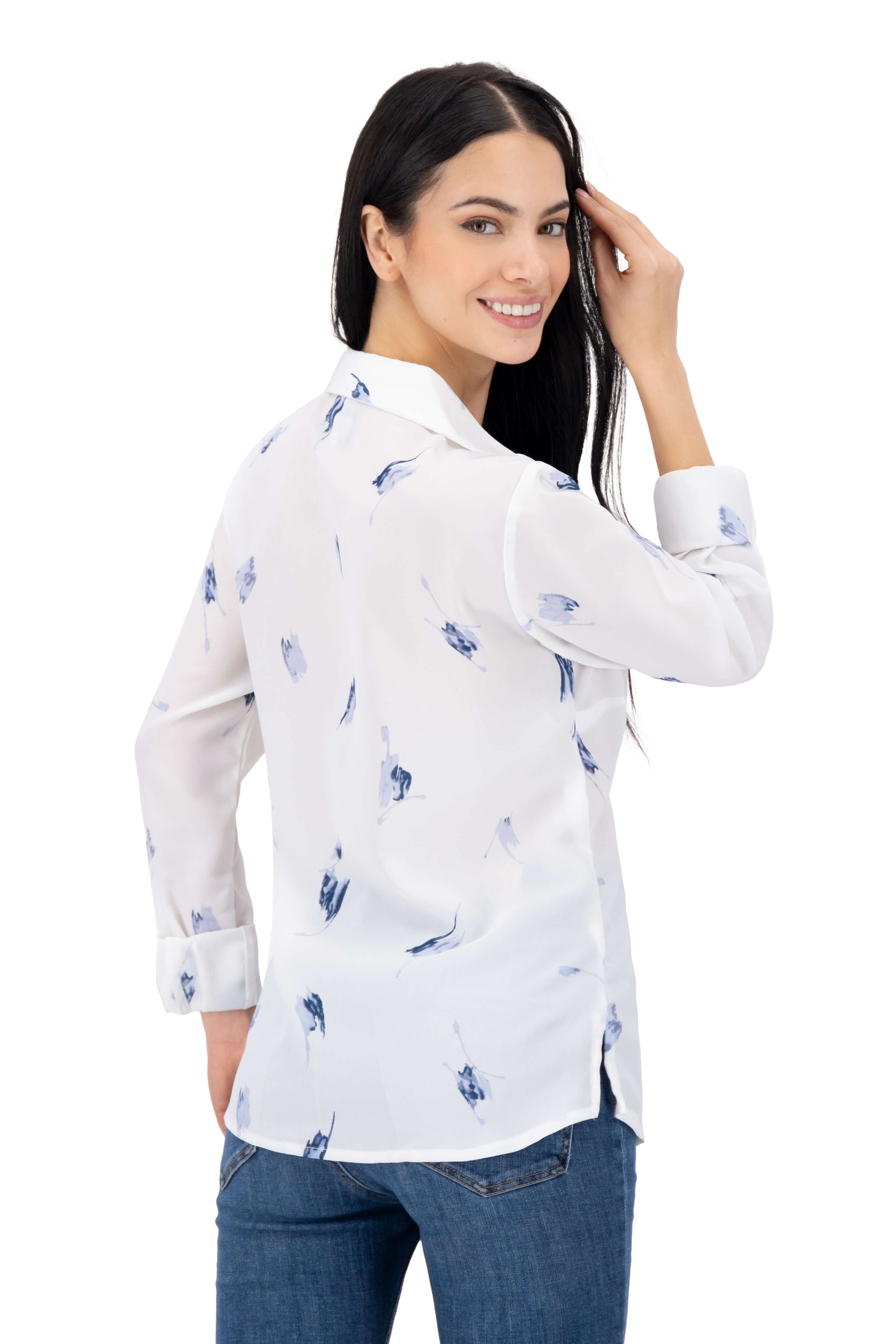 Blusa Color Estampado Azul Marino