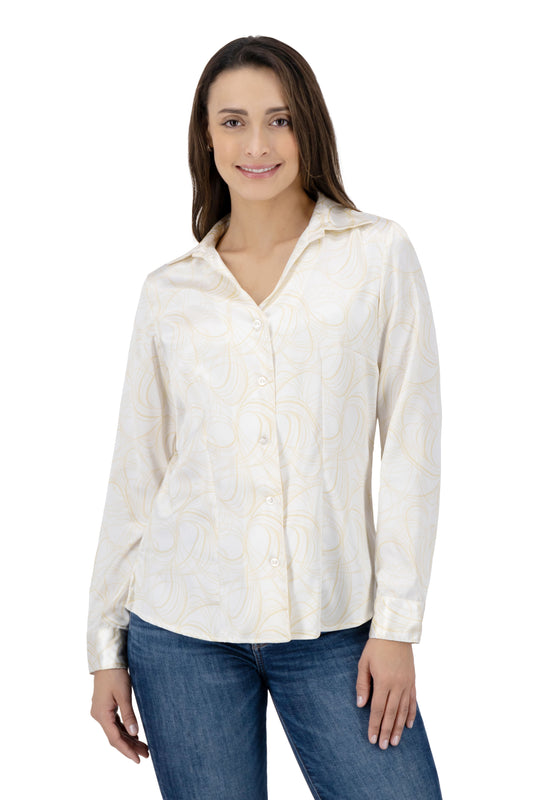 Blusa Color Estampado Hueso/Oro