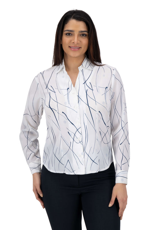 Blusa Color Estampado Azul Blanco