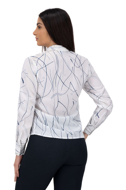 Blusa Color Estampado Azul Blanco