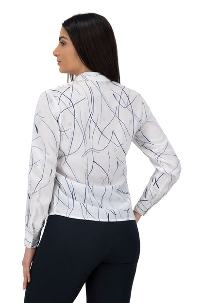 Blusa Color Estampado Azul Marino Cielo