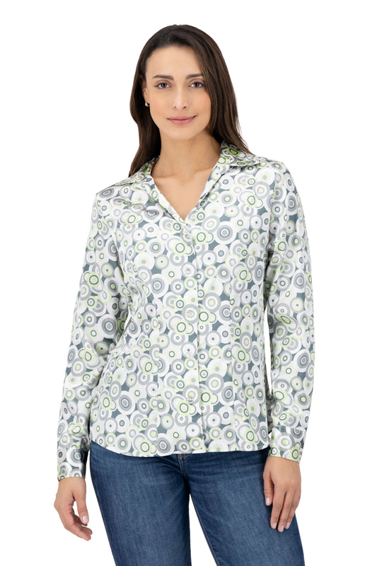 Blusa Color Estampado Circulo Verde/Gris