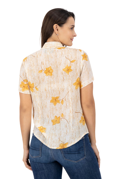 Blusa Color Blanco Estampado Flores Naranja