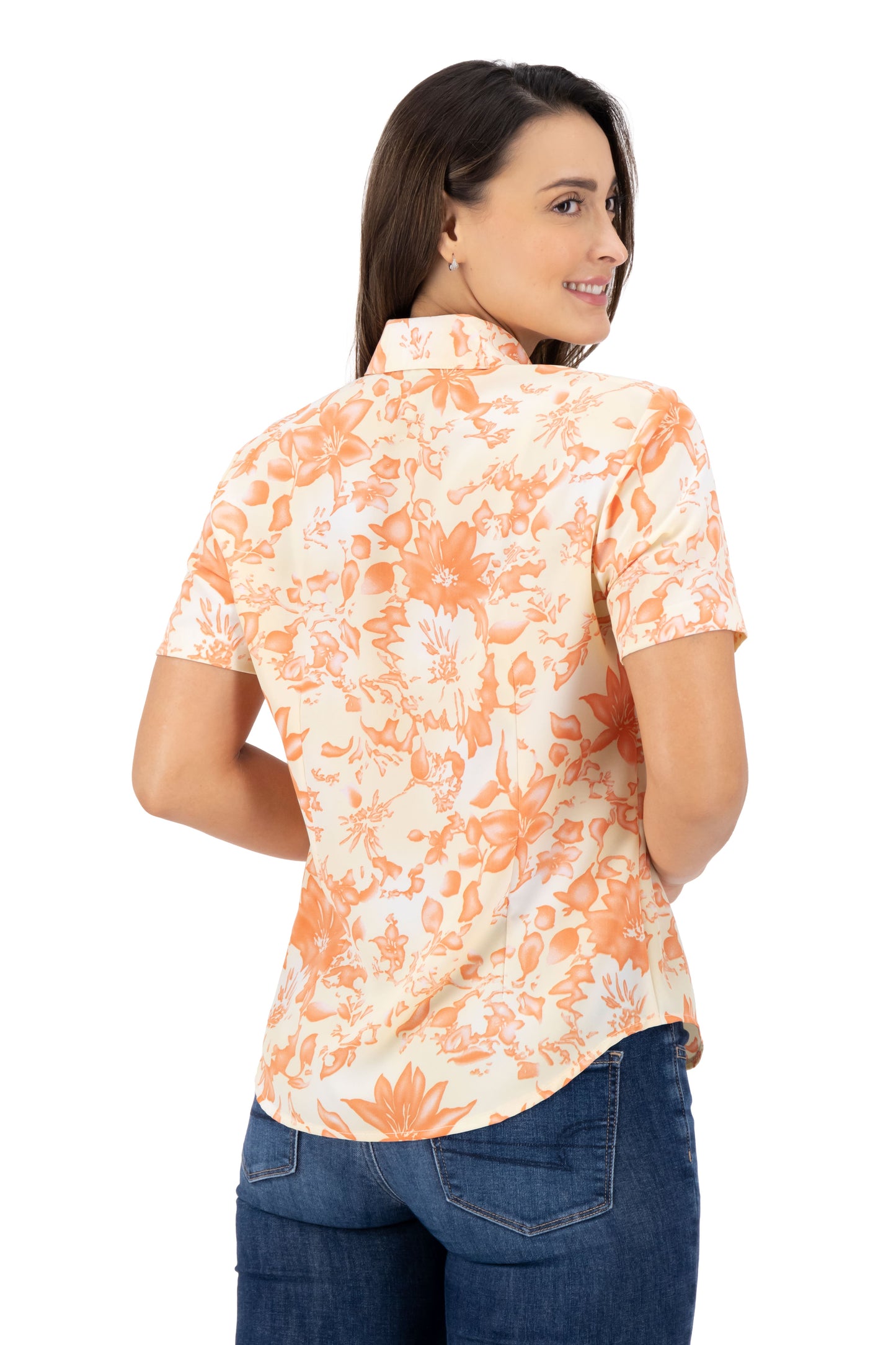 Blusa Color Beige Estampado Tropical