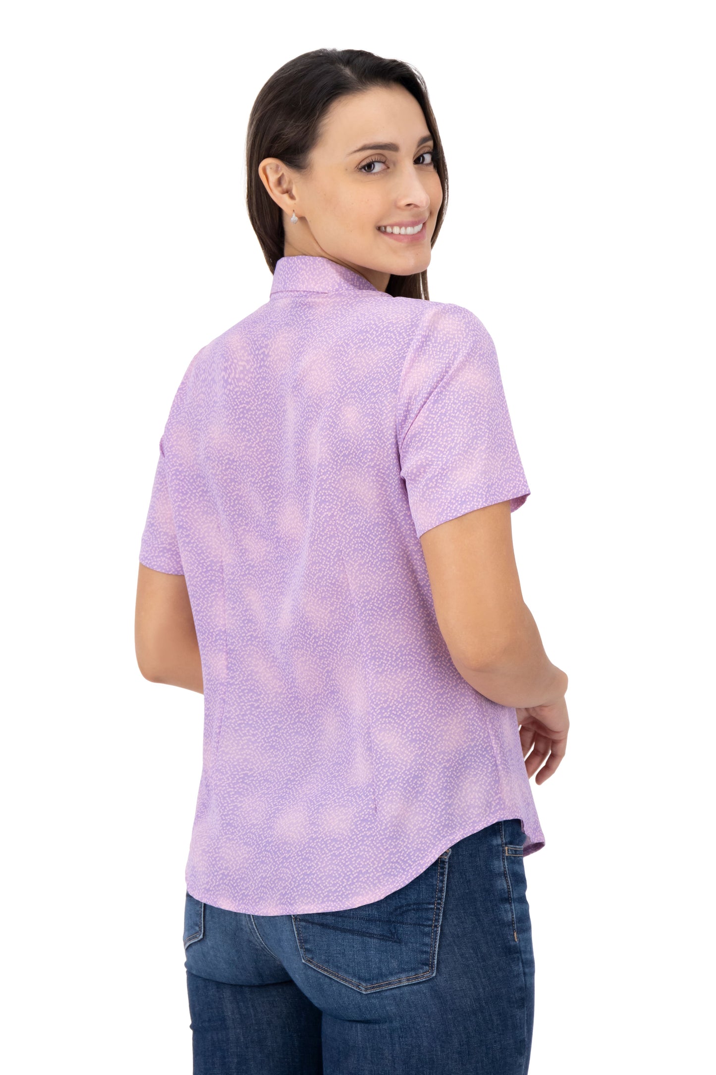 Blusa Color Morado Puntos Rosas