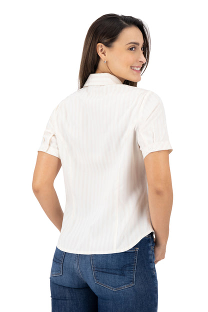 Blusa Color Blanco Costura Ladrillo