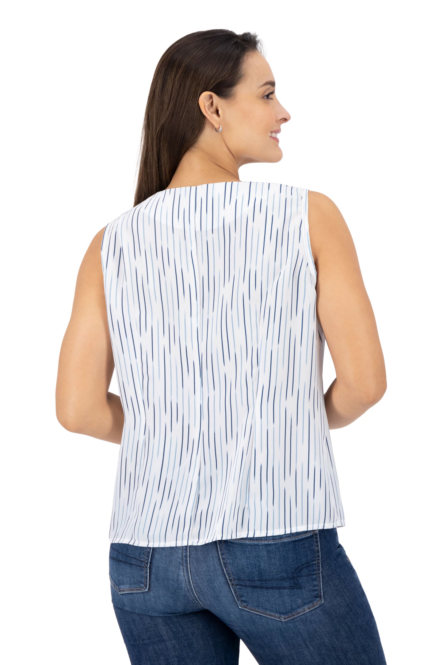 Blusa Color Blanco Rayas Azul