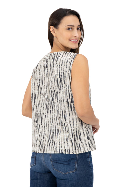 Blusa Color Gris Rayas Negras