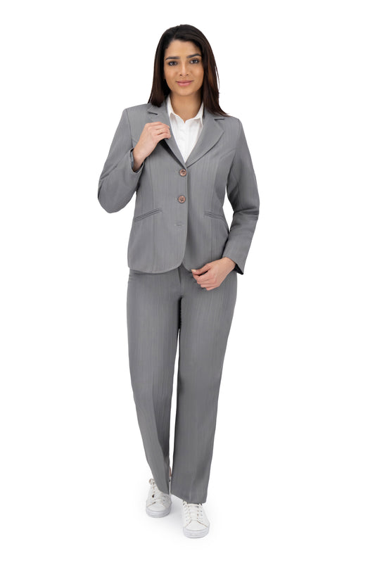 Traje (Saco/Pantalon) Color-Gris Boton Café